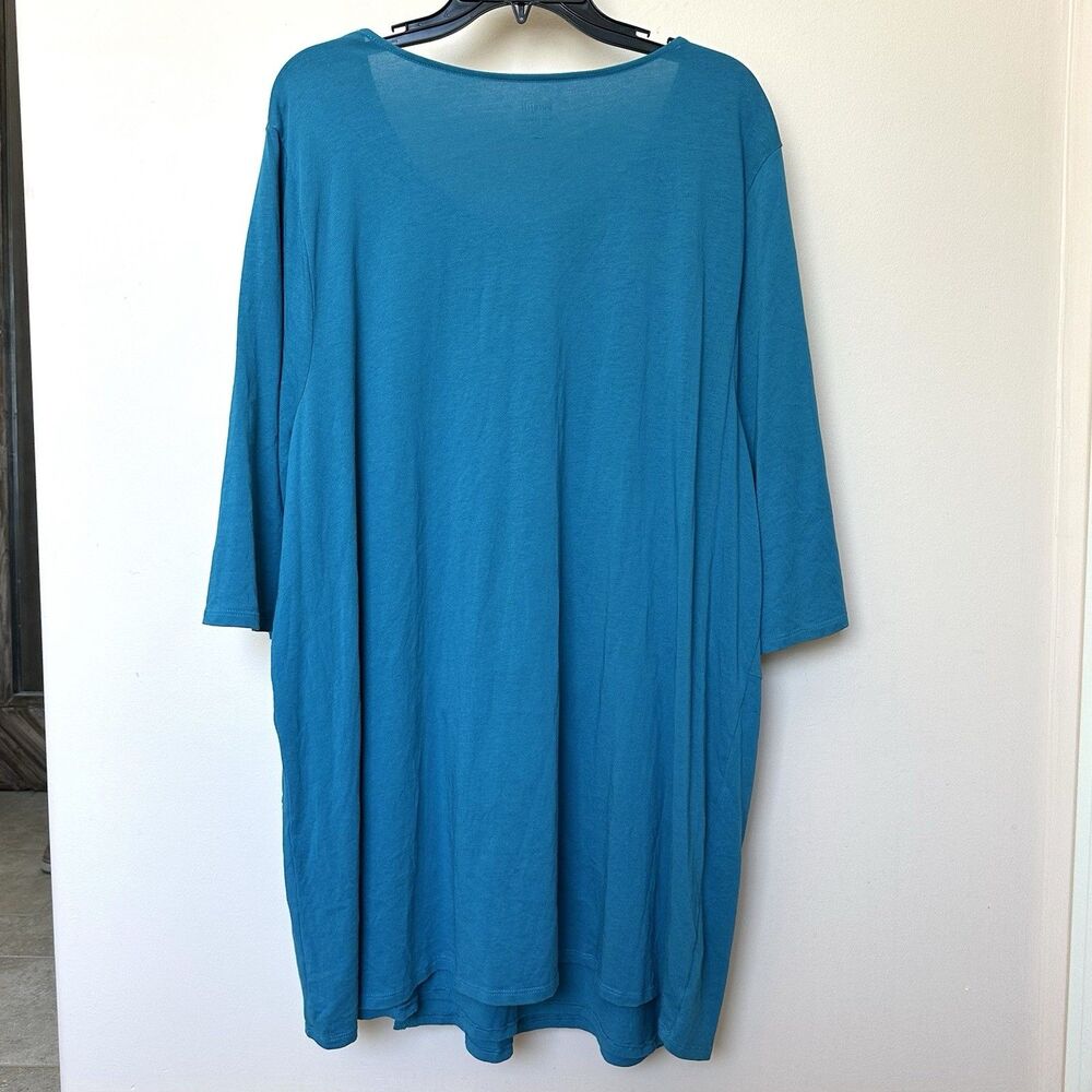 Pure Jill Top Tunic 3X Pullover Faux Wrap Stretch Blue Lagen Preppy Baggy Coast - Picture 3 of 7
